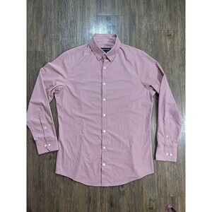 Mizzen Main Shirt Mens M Red Micro-Houndstooth Trim Fit Performance Stretch